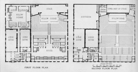 Grundrisse, Freimaurertempel, Birmingham, Alabama, 1924
