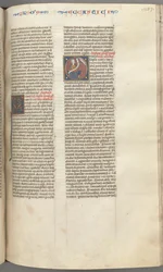 Fol. 257r, Ecclesiasticus, historiierte Initiale O, Sirach sitzend mit einer Schriftrolle, Büste Gottes darüber, um