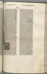 Fol. 357r, Obadja, historiierte Initiale V, Obadja und ein Jude im Gespräch, um 1275-1300