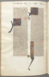 Fol. 481v, Judas, historisierte Initiale I, Judas mit einer Schriftrolle, ca. 1275-1300