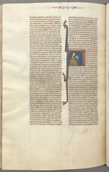 Fol. 482v, Offenbarungen, historiierte Initiale A, Johannes sitzt an einem Schreibtisch und schreibt...
