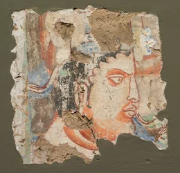 Fragment mit einem Kopf von Bodhisattva, ca. 600-650