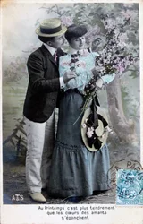 Französische romantische Postkarte, um 1900