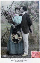 Französische romantische Postkarte, um 1900