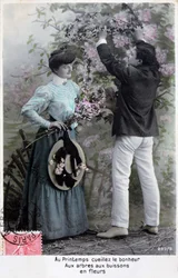 Französische romantische Postkarte, ca. 1900