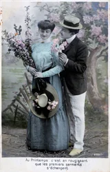 Französische romantische Postkarte, ca. 1900