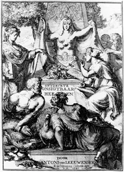 Frontispiz von Ontledigen en Ondekkigen...Brieven von Anton van Leeuwenhoek, 1686