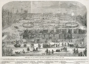 Frostmesse auf der Themse während der Herrschaft von Karl II., London, 1683