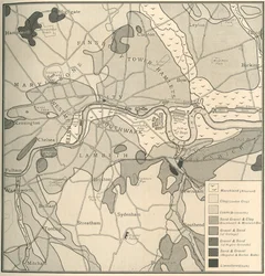Geologische Karte des Standorts von London, 1908