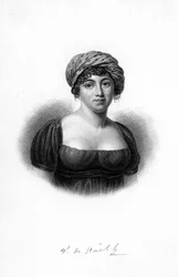 Germaine de Stael, französische Schriftstellerin, Romanautorin und politische Propagandistin, geboren in Paris, 1843