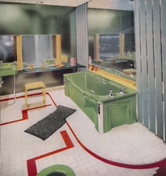 Glas und Fliesen im modernen Badezimmer, 1938