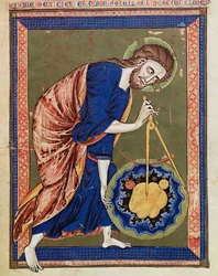 Gott, der göttliche Architekt. Illumination aus der Bible moralisée, Codex Vindobonensis 2554, ca. 1250