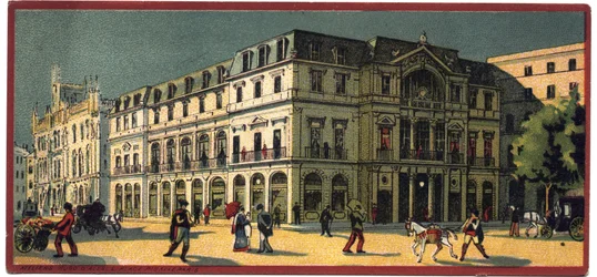 Grand Hotels: Außenansicht des Avenida Palace in Lissabon, Portugal - Karte einer Serie, die die Hotels der „Compagnie Internationale des Grands Hotels“ präsentiert, Ende 19.-Anfang 20. Jahrhundert
