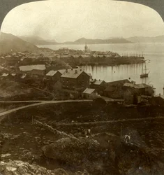 Hammerfest. Die nördlichste Stadt der Welt - kein Sonnenuntergang vom 13. Mai bis 29. Juli, Norwegen, ca. 1905