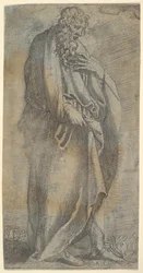 Stark drapierte männliche Figur, 16. Jahrhundert
