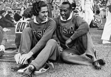 Helen Stephens und Jesse Owens, amerikanische Athleten, Olympische Spiele in Berlin, 1936