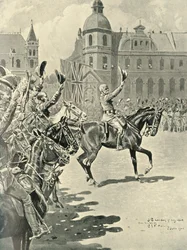 Hissen der britischen Flagge in Pretoria: Lord Roberts führt Jubel für die Königin an, 1900, 1901