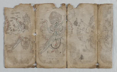 Ikonografische Zeichnung tantrischer erleuchteter Wesen, um 1500