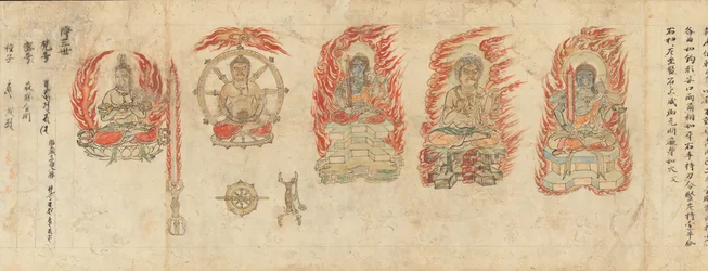 Ikonographische Zeichnungen der fünf Könige der Weisheit Myoo-bu shoson