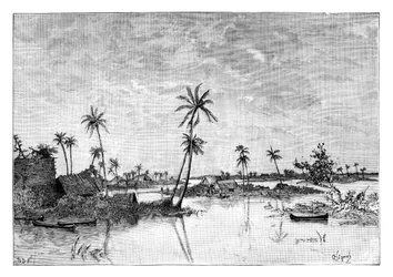 Indische Siedlung auf den Inseln der San Blas Bucht, ca. 1890