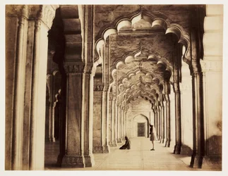Interieur der Perlenmoschee in Agra (Indien), um 1865, aus Marmor gebaut zwischen 1646-1653