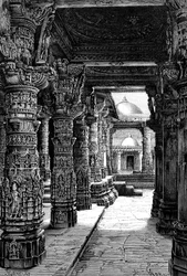 Innenraum eines Jaina-Tempels, Mount Abu, Rajasthan, Indien, 1895
