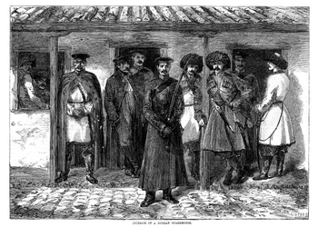 Innenansicht eines russischen Wachhauses, Krimkrieg, 1855