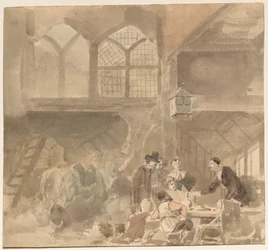 Innenraum eines Gasthauses, 1800er