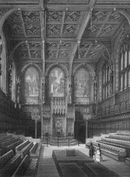 Innenansicht des House of Lords, Palace of Westminster, London, um 1878