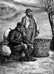 Irische Bauern tragen ihre Saatkartoffeln nach Hause, 1888