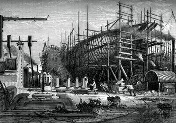 Eisenschiff, Messrs Samudas Werft, Isle of Dogs, London, ca. 1880