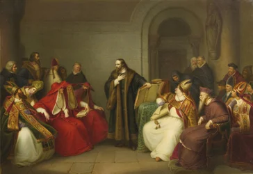 Johannes Hus vor dem Konzil von Konstanz, Ende des 19. Jahrhunderts