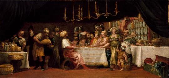 Judith wird von Holofernes bewirtet, 16. Jahrhundert