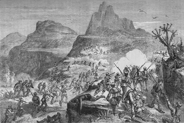 Kaffir-Krieg - Angriff auf eine einheimische Position, ca. 1880