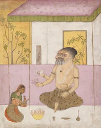 Khambhavati Ragini: Folio aus einer Ragamala-Serie (Girlande der musikalischen Modi), ca. 1675