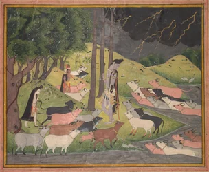 Krishna ruft die Kühe, ca. 1780-1790