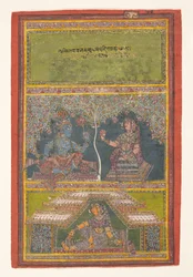 Krishna und Radha im Gespräch: Seite aus einem verstreuten Gita Govinda..., 18. Jahrhundert