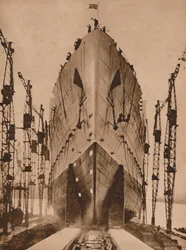 Stapellauf des Cunard-Ozeandampfers `Queen Mary`, 1934-1935