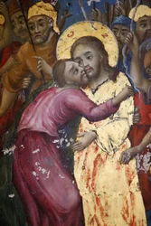 Der Kuss des Judas, Fresko in der Kirche des Heiligen Grabes, Jerusalem, Israel