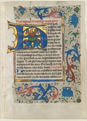 Blatt aus einem Stundenbuch: Verzierte Initiale H, ca. 1470-1480