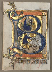 Blatt aus einem Psalter: Initiale B mit König David, um 1260