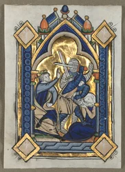 Aus einem Psalter herausgelöstes Blatt: Der Kindermord von Bethlehem, ca. 1260.
