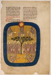 Blatt aus einem Beatus-Manuskript: Engel halten die vier Winde zurück..., ca. 1180