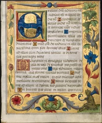Blatt aus einem Psalter und Gebetbuch: Initiale E mit ornamentalem Rand...recto, um 1524