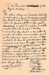 Brief an Benjamin West, Präsident der Royal Academy, 1803 1904
