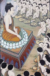 Leben des Buddha. Der Buddha gewann viele Anhänger. Bei einer Gelegenheit versammelten sich spontan 1250 Mönche, um seine Lehre zu hören (Dieser Tag wird in buddhistischen Ländern als Feiertag begangen)