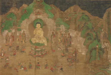 Leben des Buddha: Die Bekehrung von König Bimbisara, frühes 15. Jahrhundert