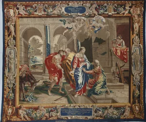 Leben der Jungfrau: „Die Heimsuchung“ - Woll- und Seidentapisserie aus der Werkstatt von Pierre Damour nach Zeichnungen von Charles Poerson (1609-1667)
