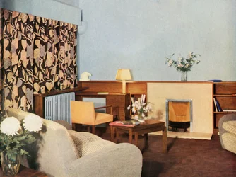 Wohnzimmer in Miss Dinshaws Wohnung, Stockleigh Hall, Regents Park, Gordon Russell Ltd.