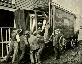 Kamera auf einen Wagen laden für den Transport, 1901